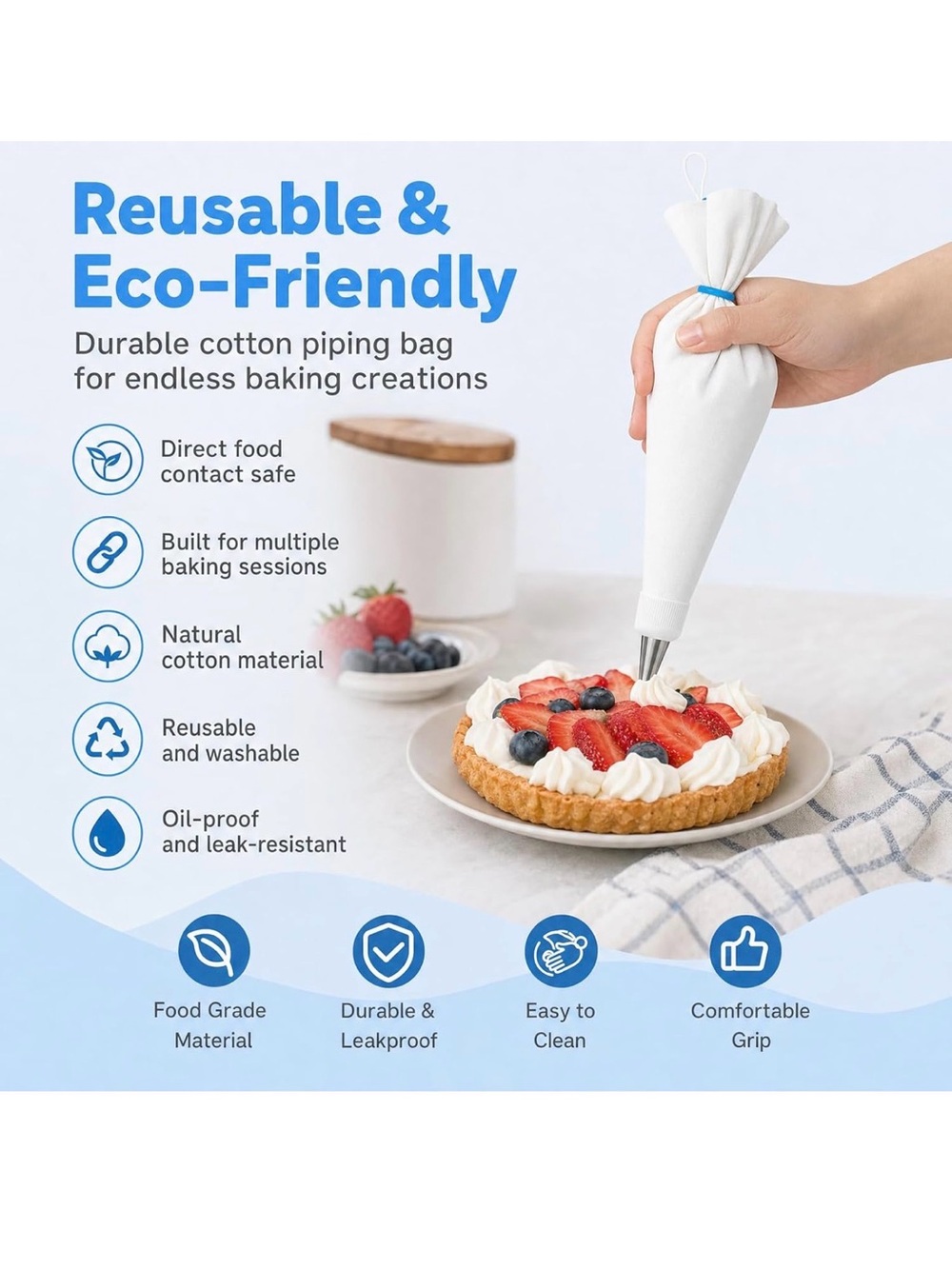 14~Reusable Piping Bags & Tips Set-16” Pastry Bags for Cake Decorating,Cupcake - Picture 6 of 8